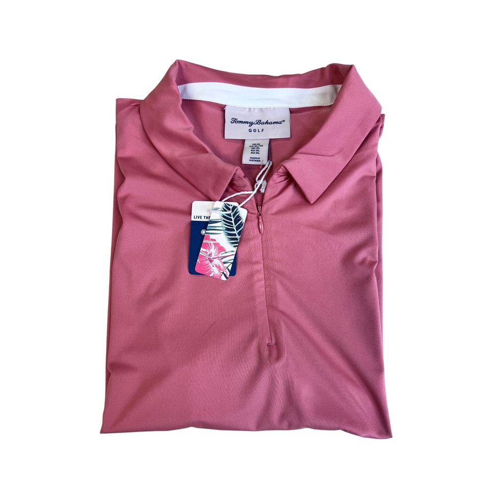 Tommy Bahama Golf Polo Shirt Womens XL Pink New UPF 50 Moisture Wicking Zip